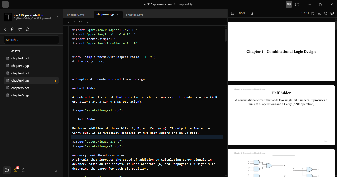 Typwriter editor interface showing source and preview side by side